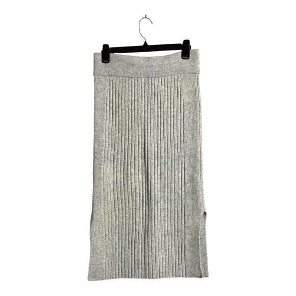 Ralph Lauren Ribbed Knit Midi Skirt Gray Sweater Fall Winter Casual Wool M L - Picture 4 of 8